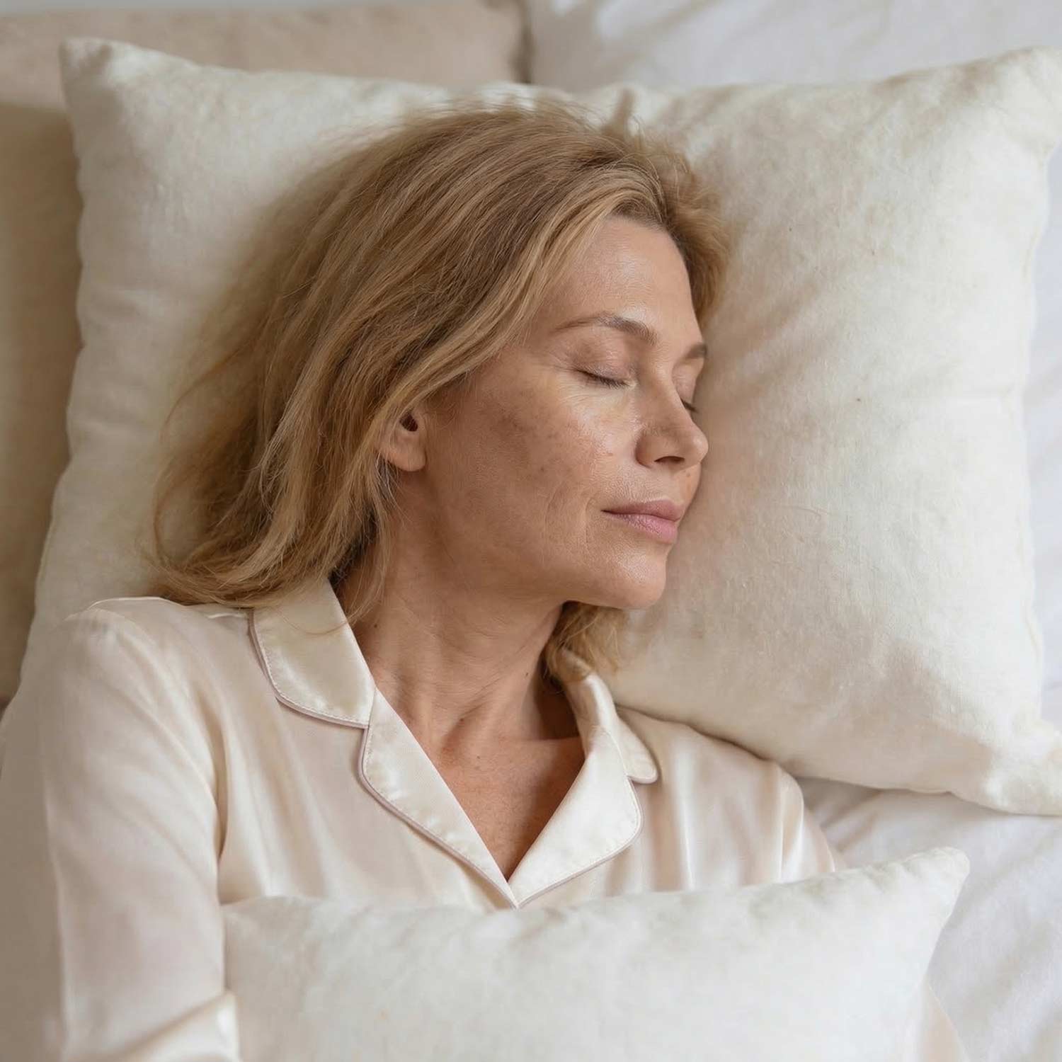 Žena ležiaca na vankúšoch.